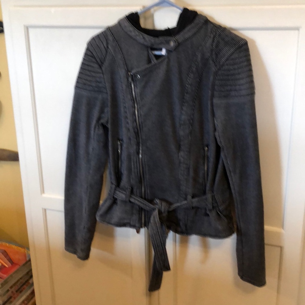 Free People Hooded Jacket In Black/Gray Size Small